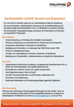 Sachbearbeiter (m/w/d) Versand und Disposition